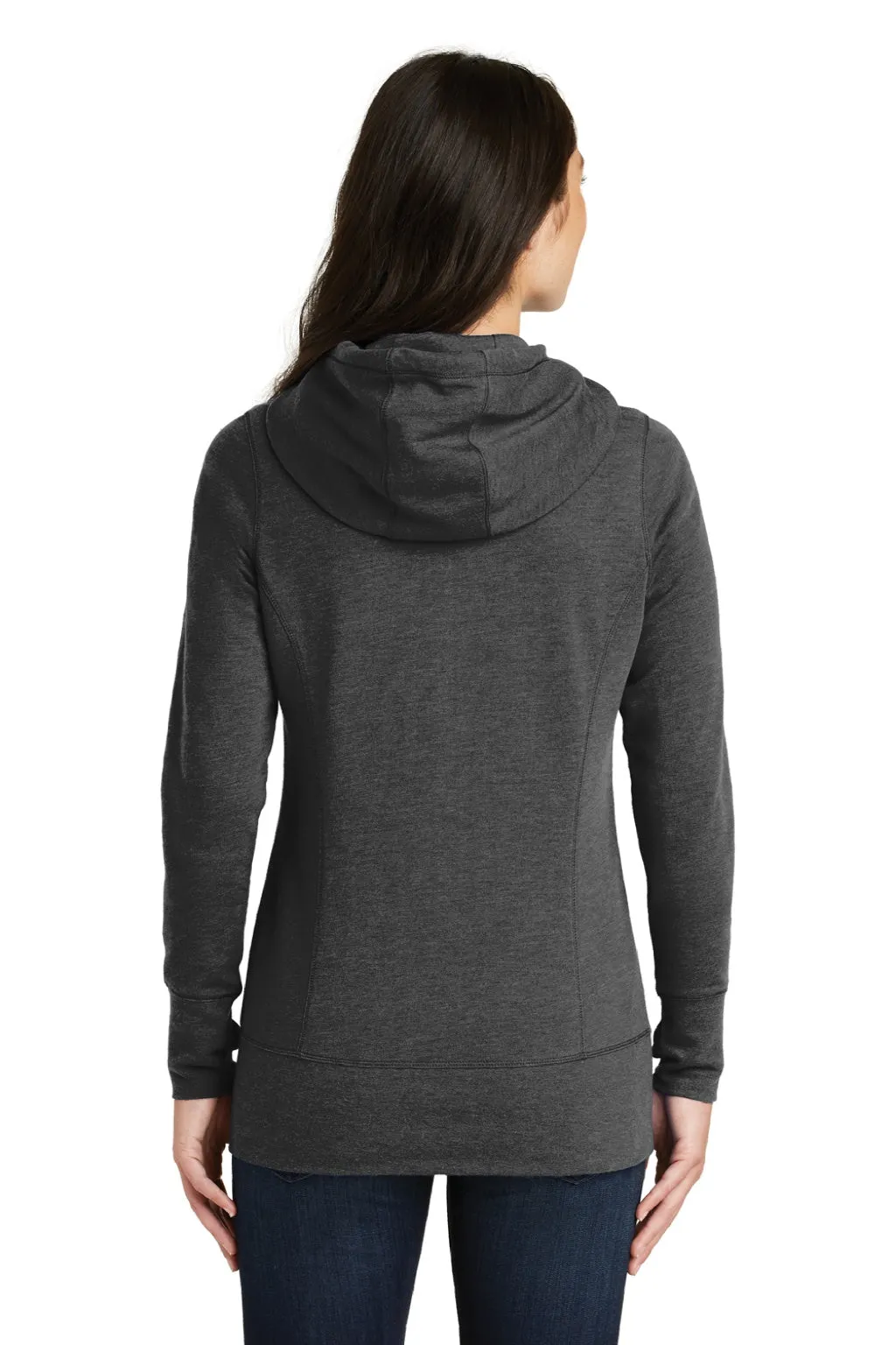 New Era Womens Fleece Full Zip Hooded Sweatshirt Hoodie w/ Pockets - Heather Black