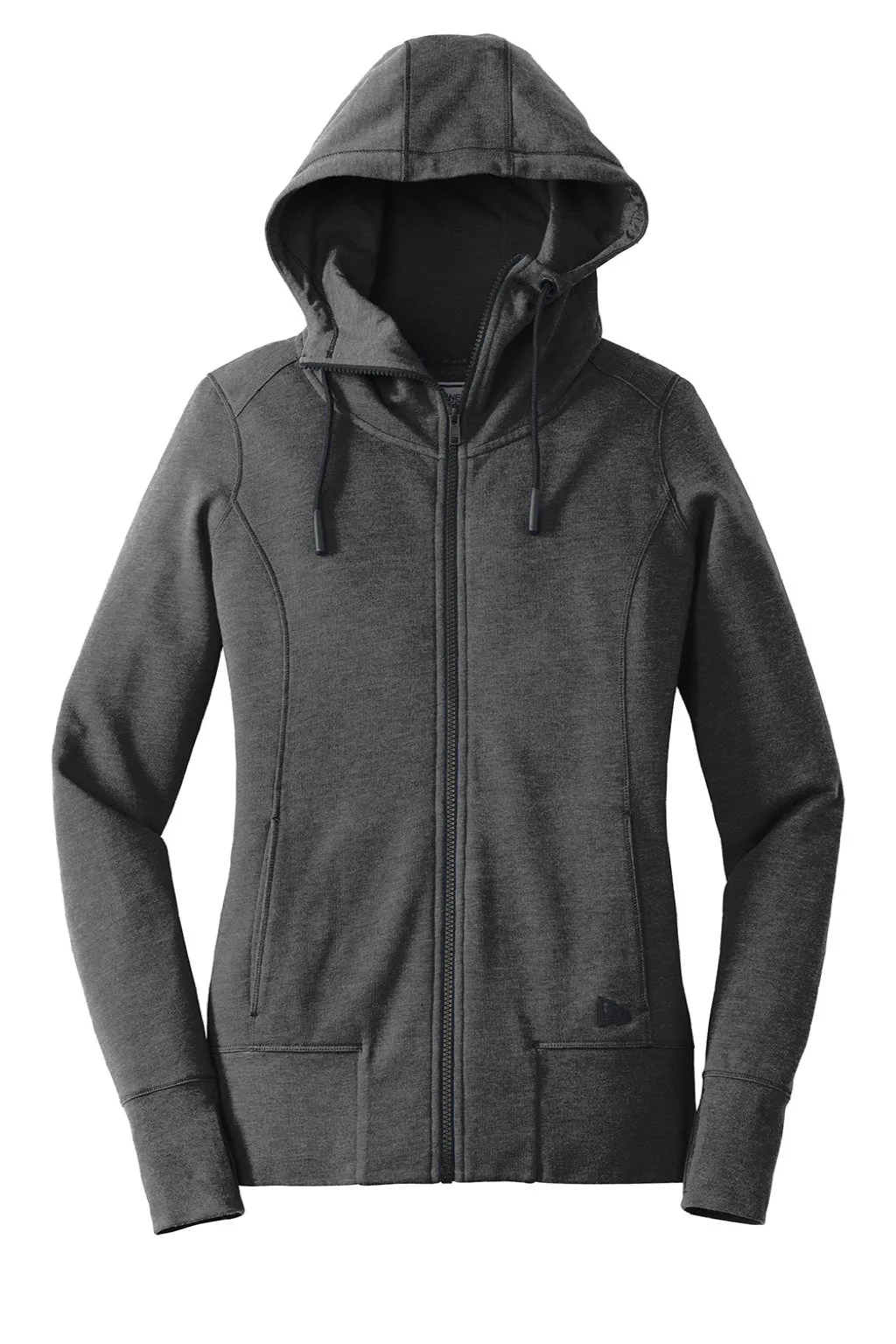 New Era Womens Fleece Full Zip Hooded Sweatshirt Hoodie w/ Pockets - Heather Black