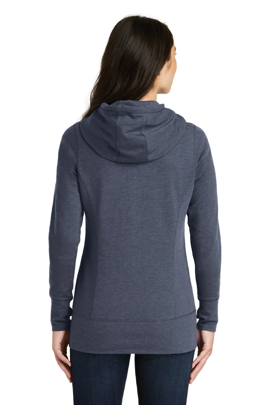 New Era Womens Fleece Full Zip Hooded Sweatshirt Hoodie w/ Pockets - Heather Navy Blue  Buy original Clothing New-Era