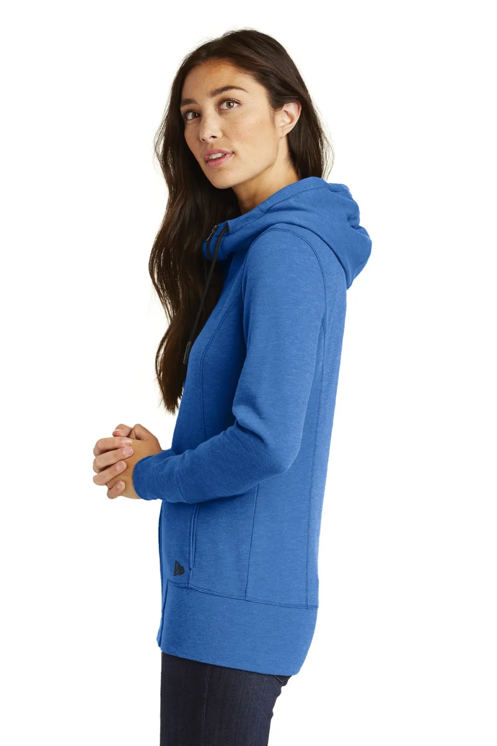 New Era Womens Fleece Full Zip Hooded Sweatshirt Hoodie w/ Pockets - Heather Royal Blue  Buy original Clothing New-Era