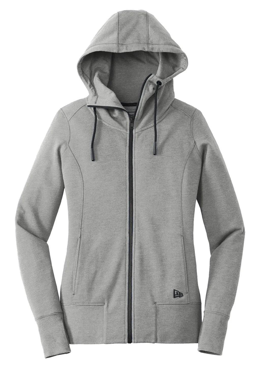 New Era Womens Fleece Full Zip Hooded Sweatshirt Hoodie w/ Pockets - Heather Shadow Grey