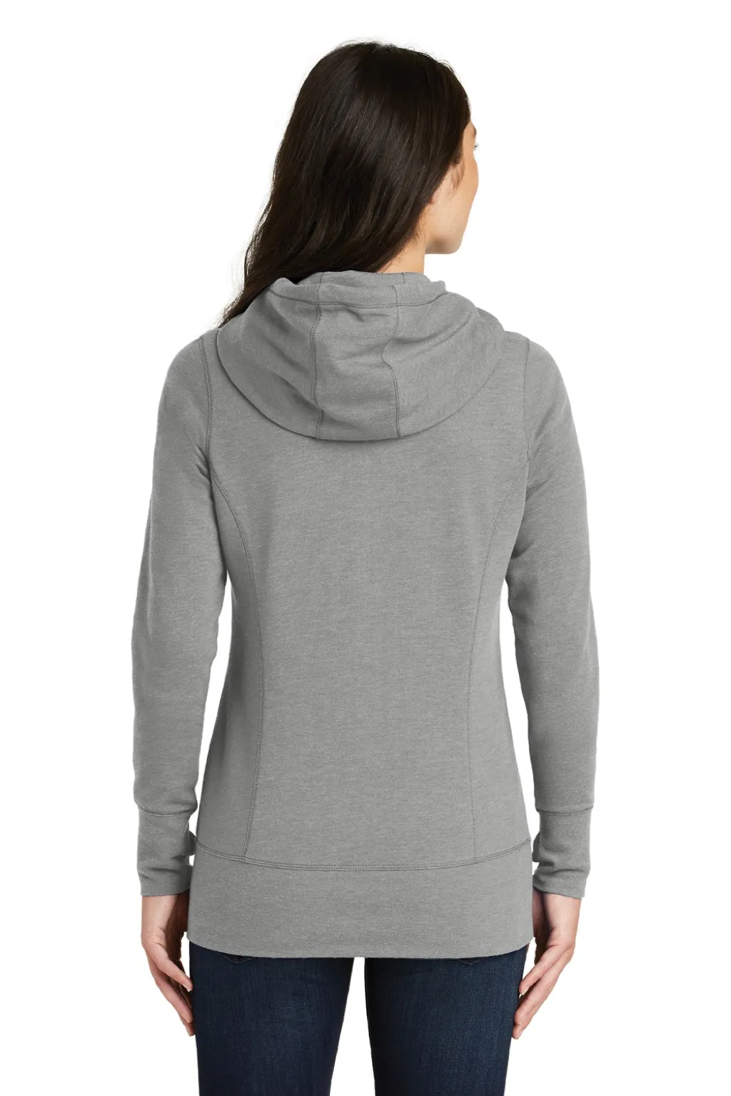 New Era Womens Fleece Full Zip Hooded Sweatshirt Hoodie w/ Pockets - Heather Shadow Grey