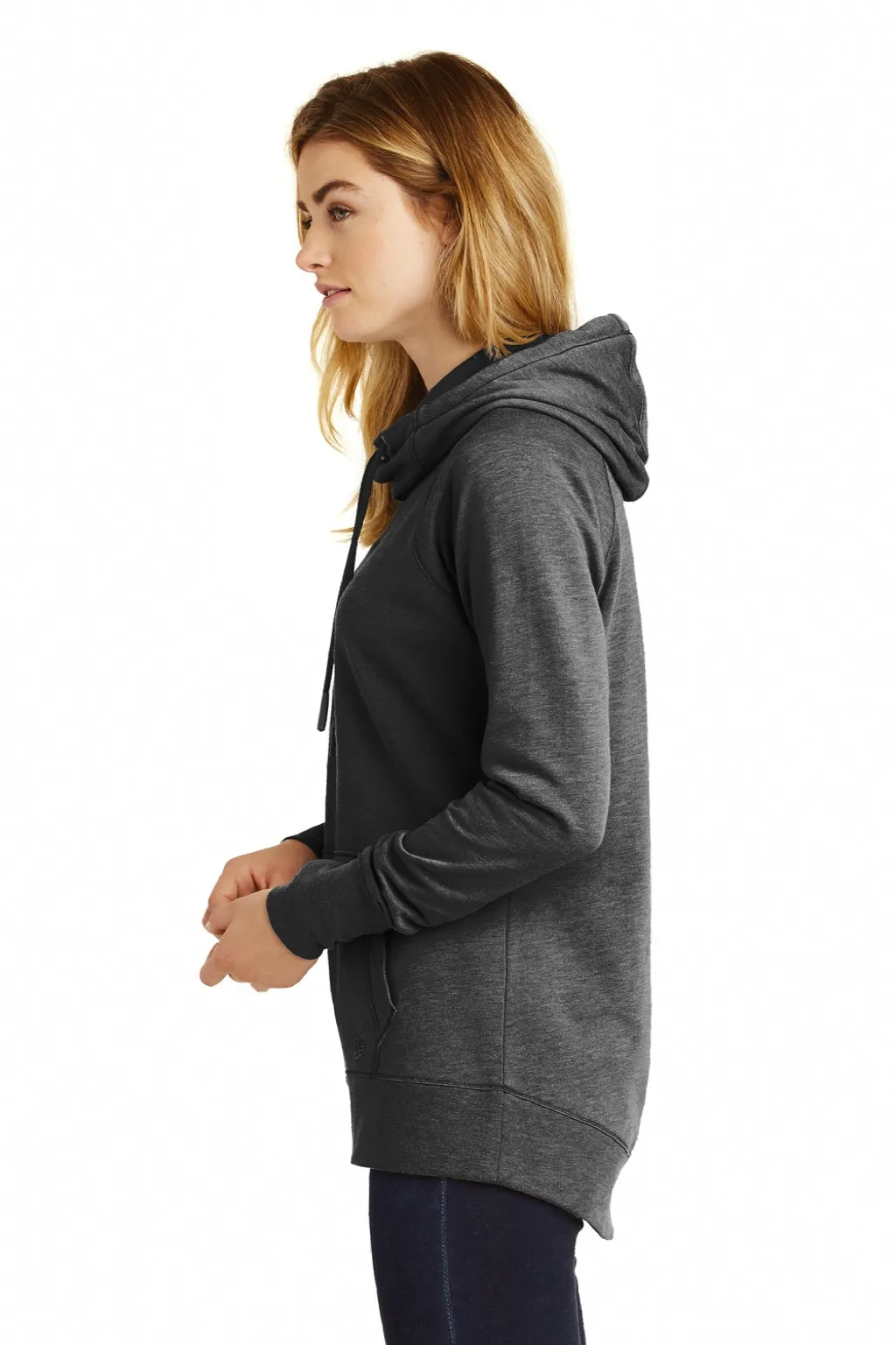 New Era Womens Fleece Hooded Sweatshirt Hoodie w/ Pouch Pocket - Heather Black