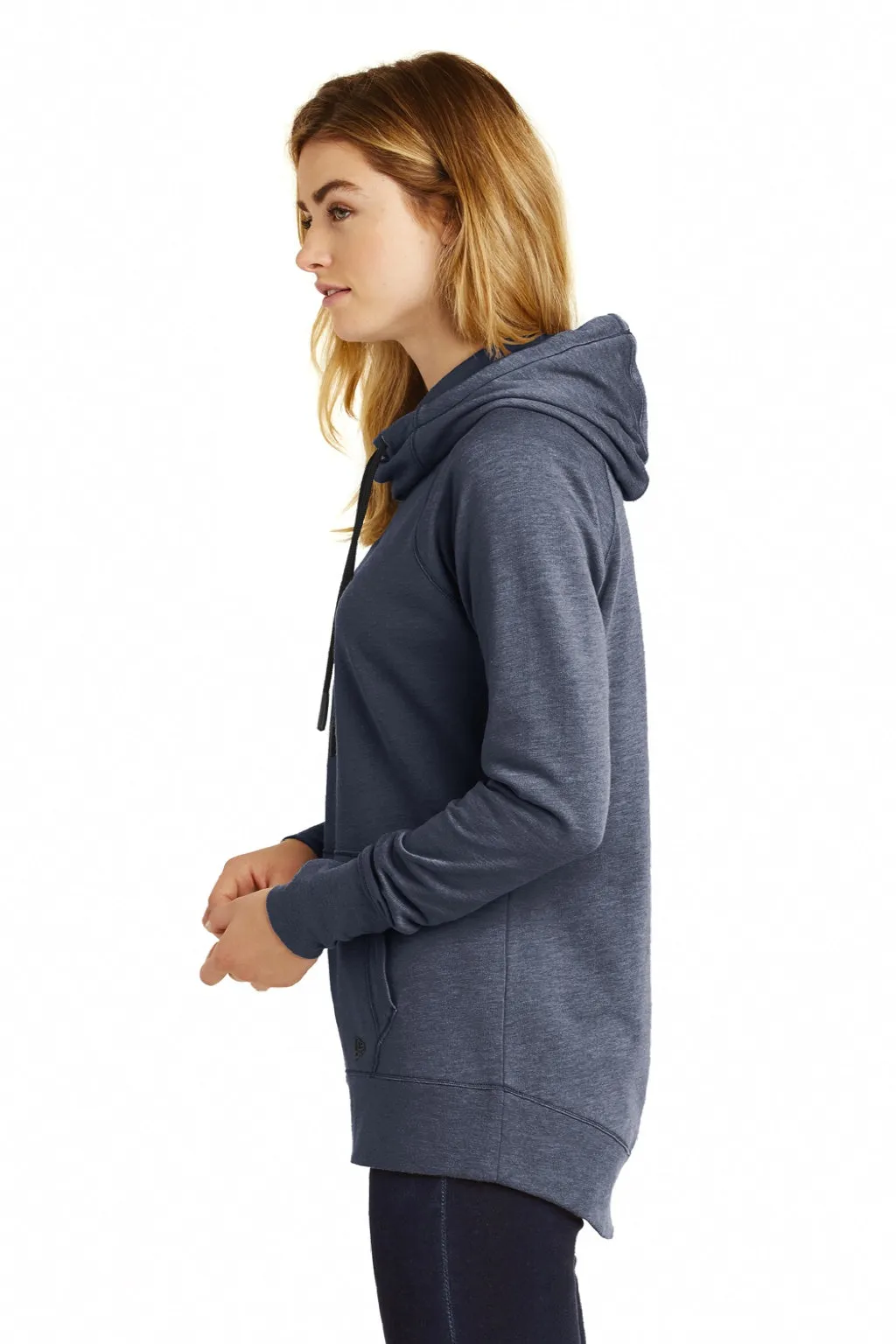 New Era Womens Fleece Hooded Sweatshirt Hoodie w/ Pouch Pocket - Heather Navy Blue