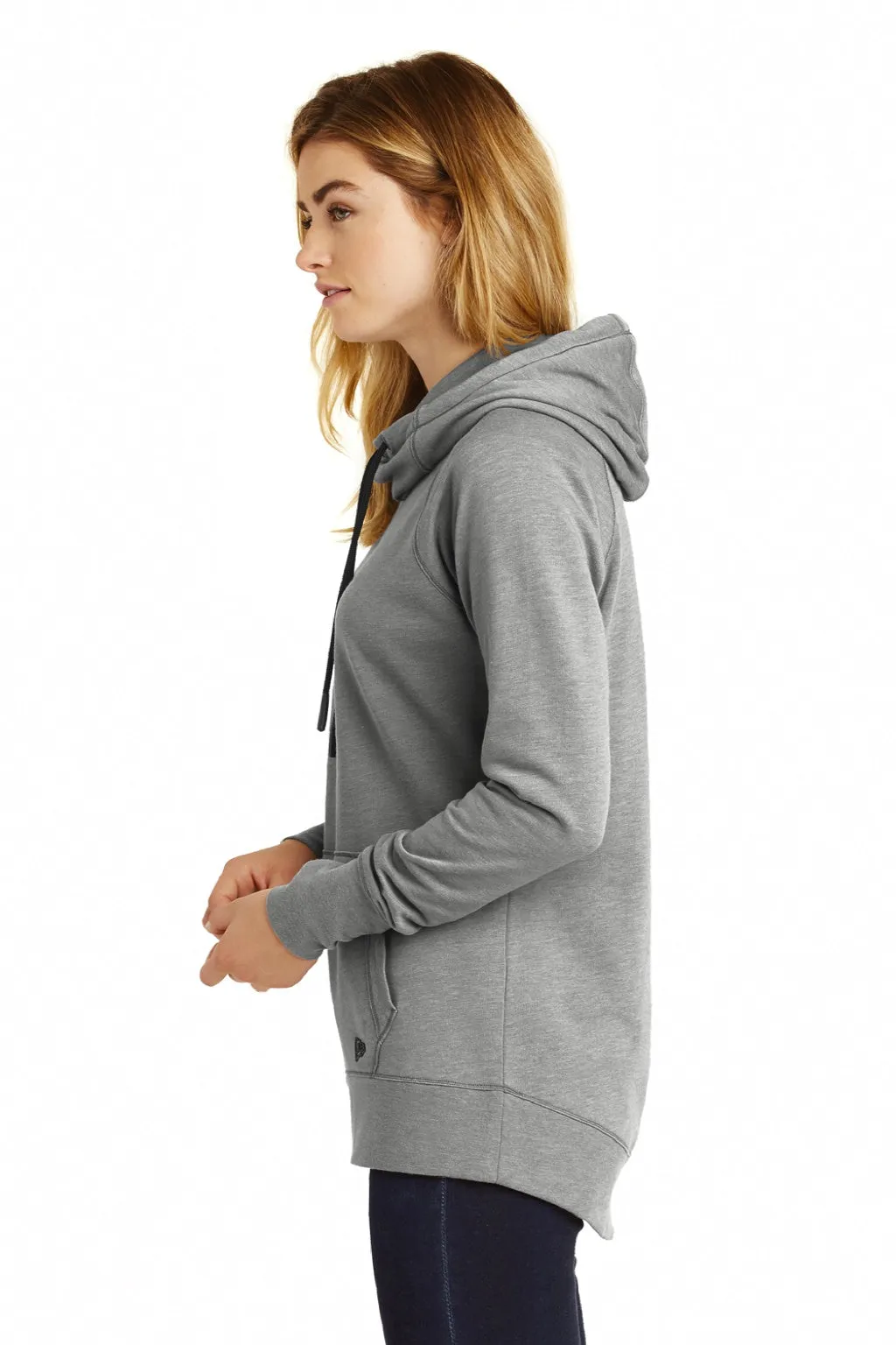 New Era Womens Fleece Hooded Sweatshirt Hoodie w/ Pouch Pocket - Heather Shadow Grey
