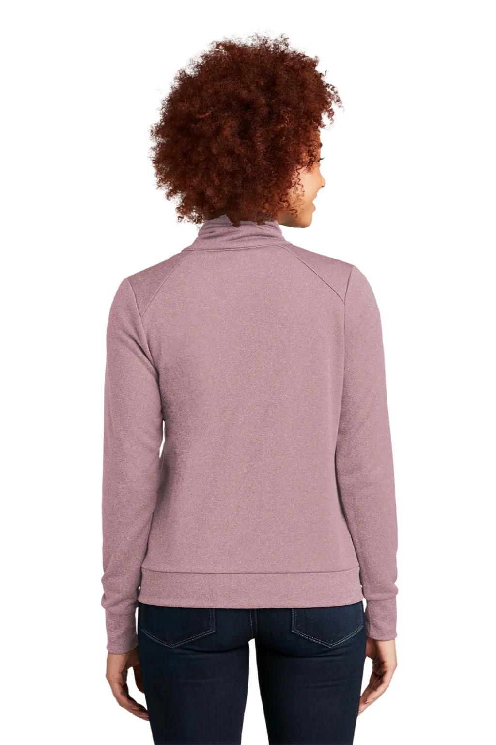 New Era Womens Performance Terry Full Zip Sweatshirt w/ Pockets - Heather Dusty Mauve