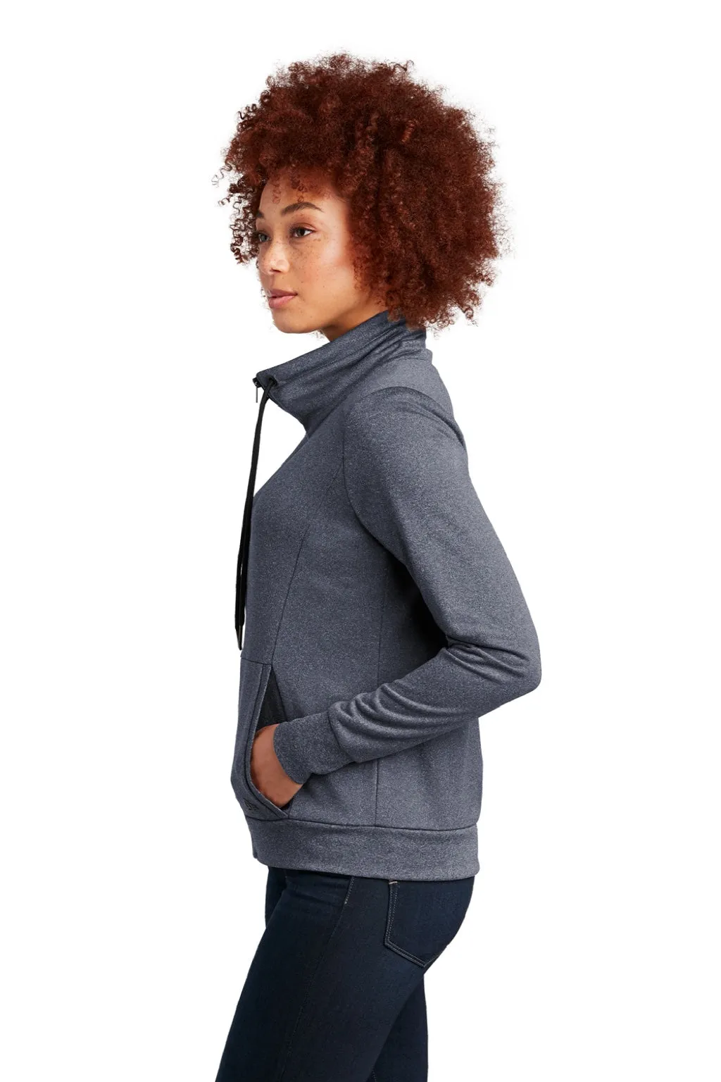 New Era Womens Performance Terry Full Zip Sweatshirt w/ Pockets - Heather True Navy Blue  Buy original Clothing New-Era