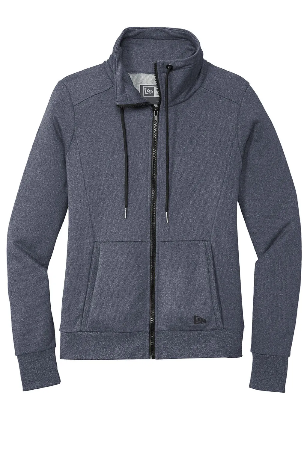 New Era Womens Performance Terry Full Zip Sweatshirt w/ Pockets - Heather True Navy Blue