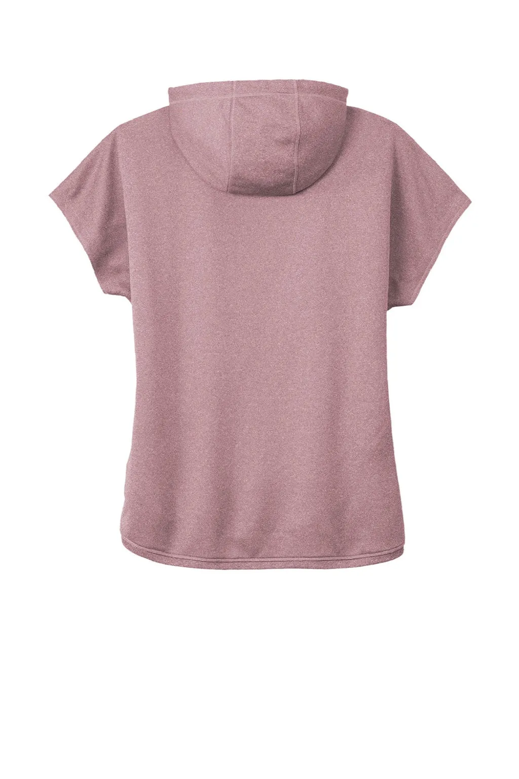 New Era Womens Performance Terry Short Sleeve Hooded Sweatshirt Hoodie w/ Pouch Pocket - Heather Dusty Mauve