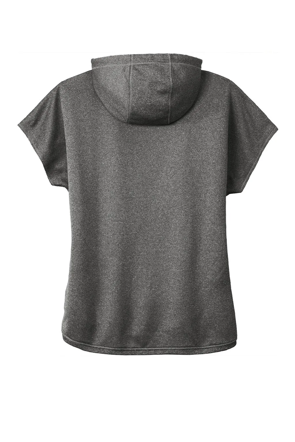 New Era Womens Performance Terry Short Sleeve Hooded Sweatshirt Hoodie w/ Pouch Pocket - Heather Graphite Grey