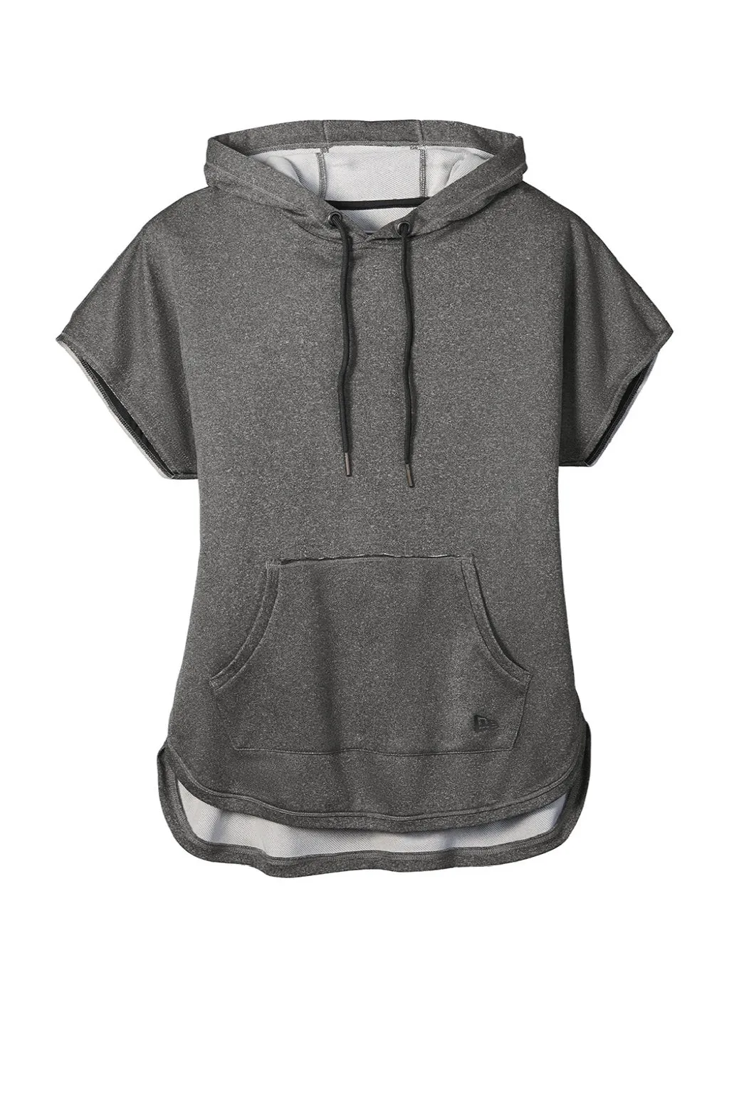 New Era Womens Performance Terry Short Sleeve Hooded Sweatshirt Hoodie w/ Pouch Pocket - Heather Graphite Grey