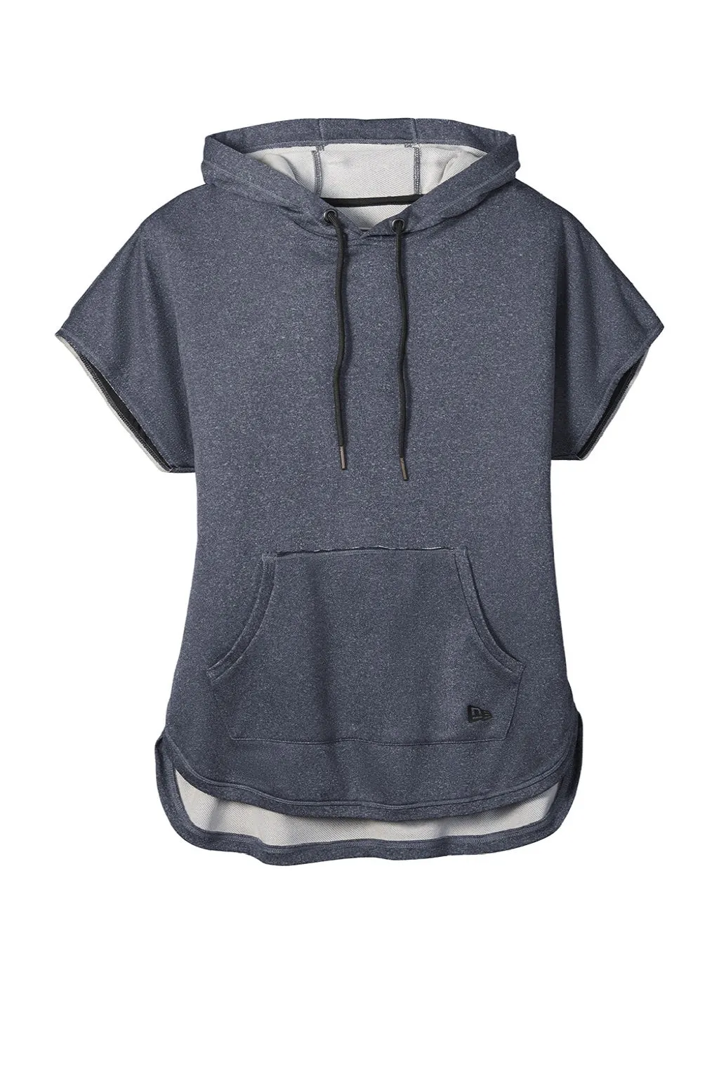 New Era Womens Performance Terry Short Sleeve Hooded Sweatshirt Hoodie w/ Pouch Pocket - Heather True Navy Blue  Buy original Clothing New-Era