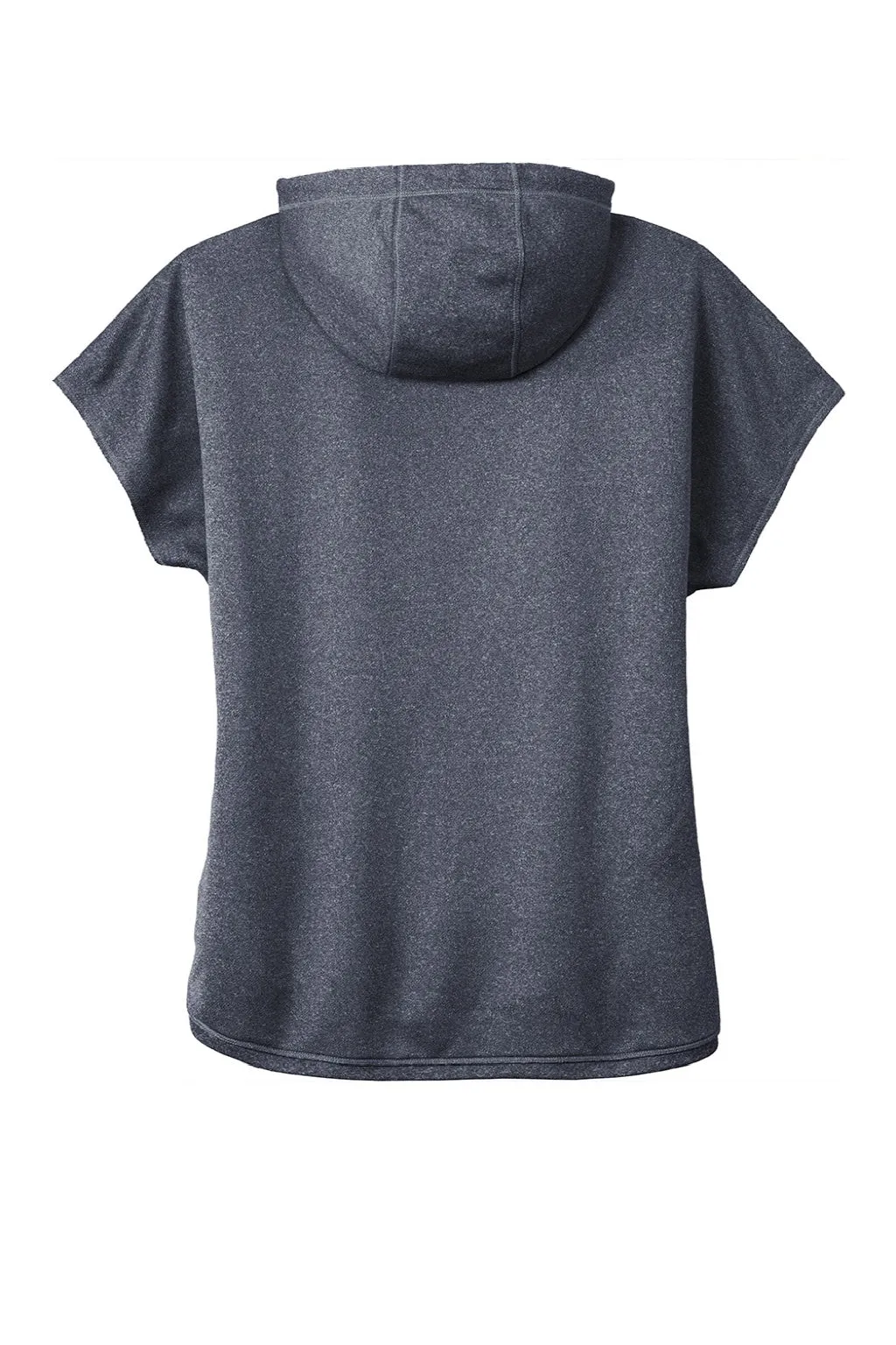 New Era Womens Performance Terry Short Sleeve Hooded Sweatshirt Hoodie w/ Pouch Pocket - Heather True Navy Blue