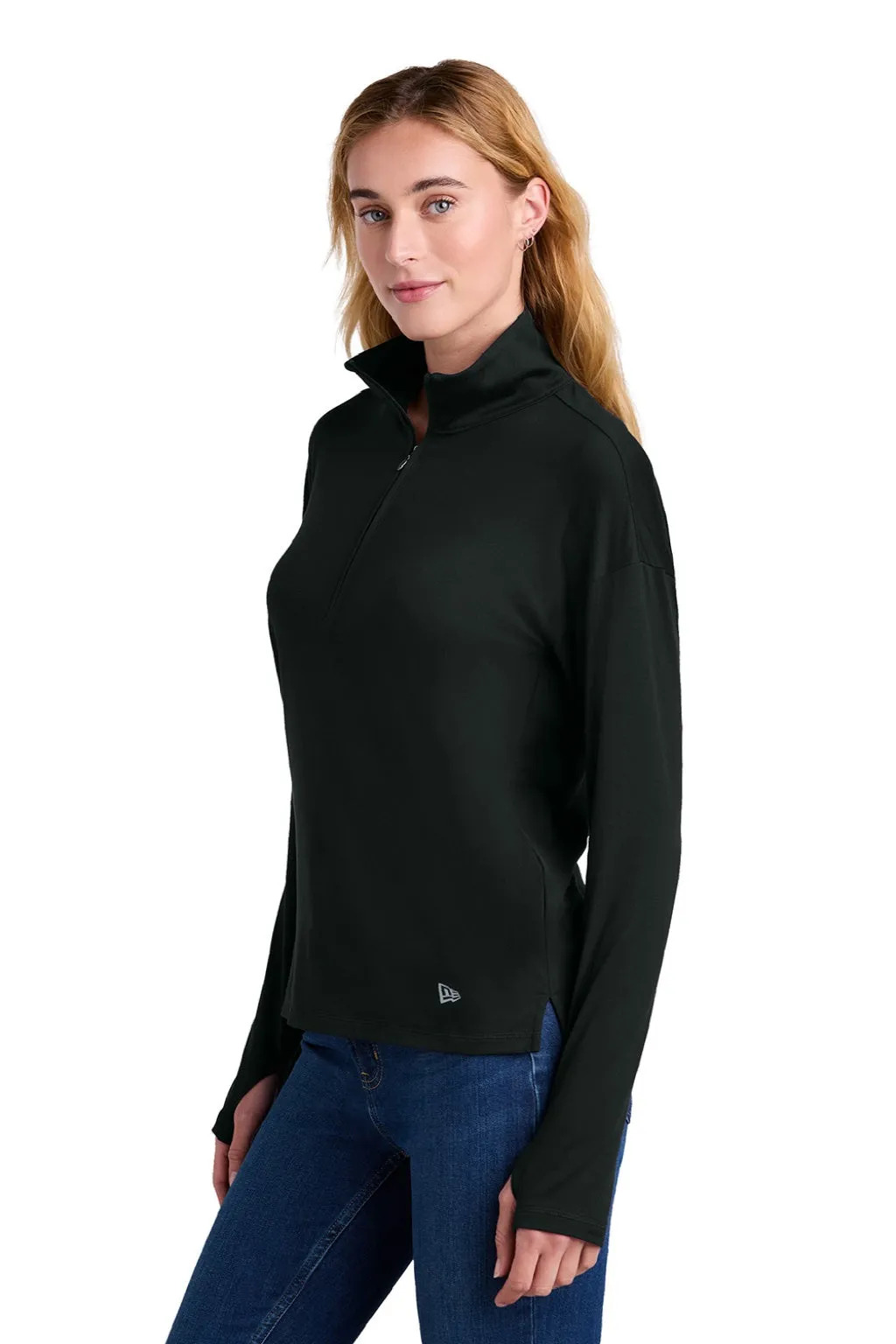 New Era Womens Power Moisture Wicking 1/4 Zip Sweatshirt - Black