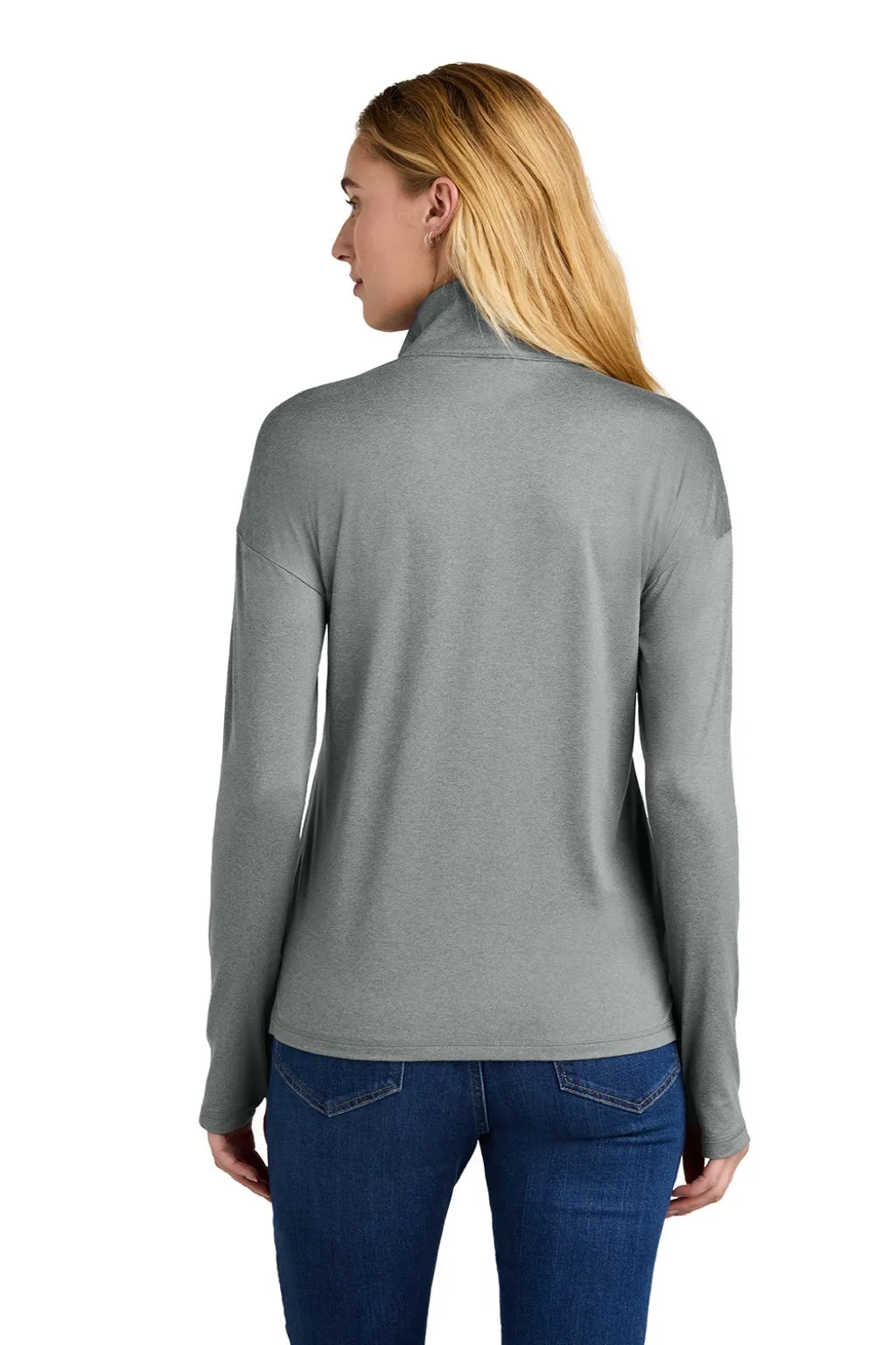 New Era Womens Power Moisture Wicking 1/4 Zip Sweatshirt - Heather Shadow Grey