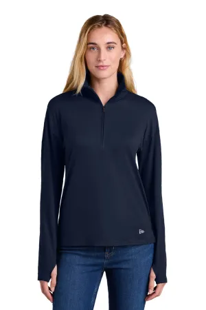 New Era Womens Power Moisture Wicking 1/4 Zip Sweatshirt - True Navy Blue