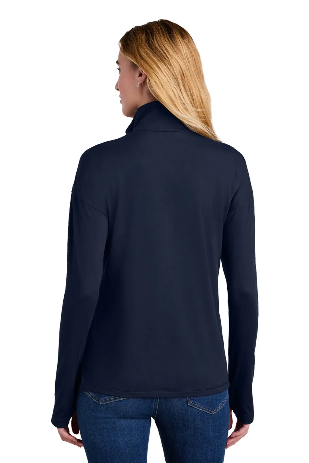 New Era Womens Power Moisture Wicking 1/4 Zip Sweatshirt - True Navy Blue