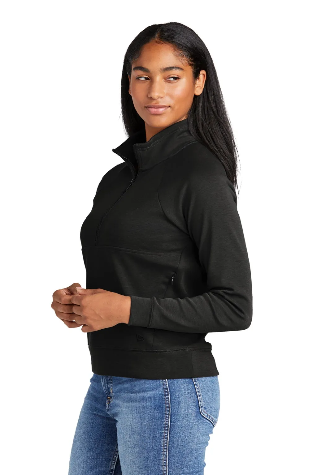 New Era Womens STS 1/4 Zip Sweatshirt w/ Pouch Pocket - Black  Buy original Clothing New-Era
