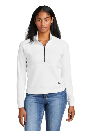 New Era Womens STS 1/4 Zip Sweatshirt w/ Pouch Pocket - Fan White