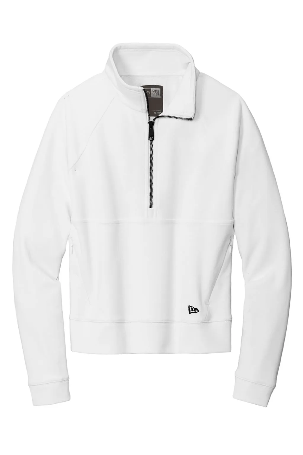 New Era Womens STS 1/4 Zip Sweatshirt w/ Pouch Pocket - Fan White
