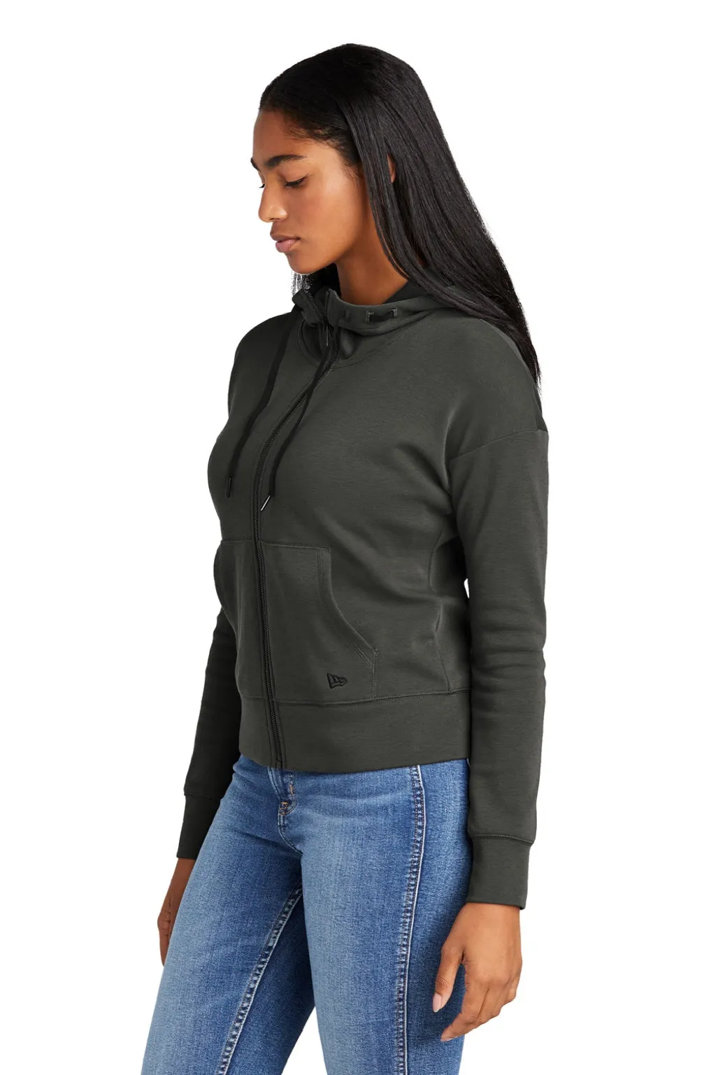 New Era Womens STS Full Zip Hooded Sweatshirt Hoodie w/ Pockets - Graphite Grey