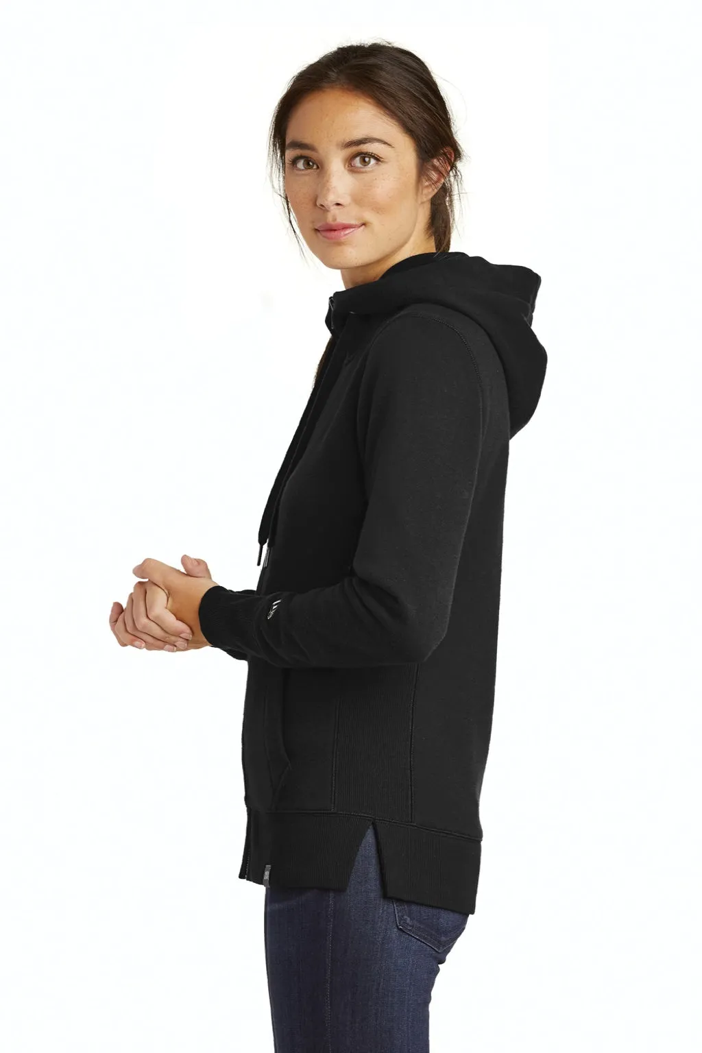 New Era Womens Sueded French Terry Full Zip Hooded Sweatshirt Hoodie w/ Pockets - Black  Buy original Clothing New-Era