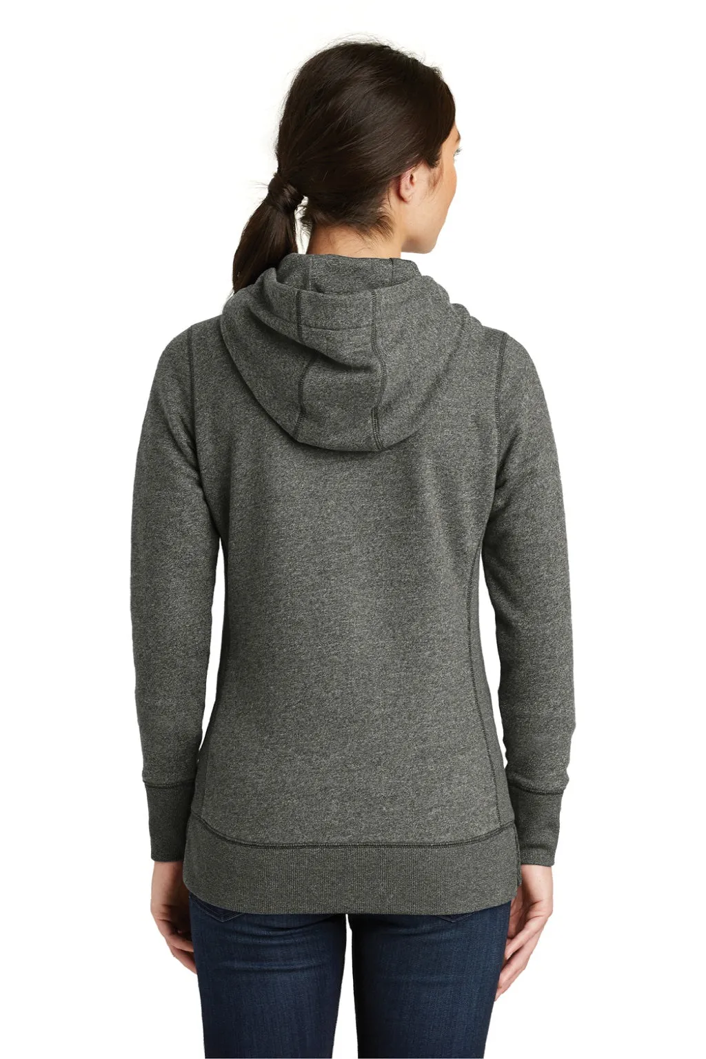 New Era Womens Sueded French Terry Full Zip Hooded Sweatshirt Hoodie w/ Pockets - Black Twist