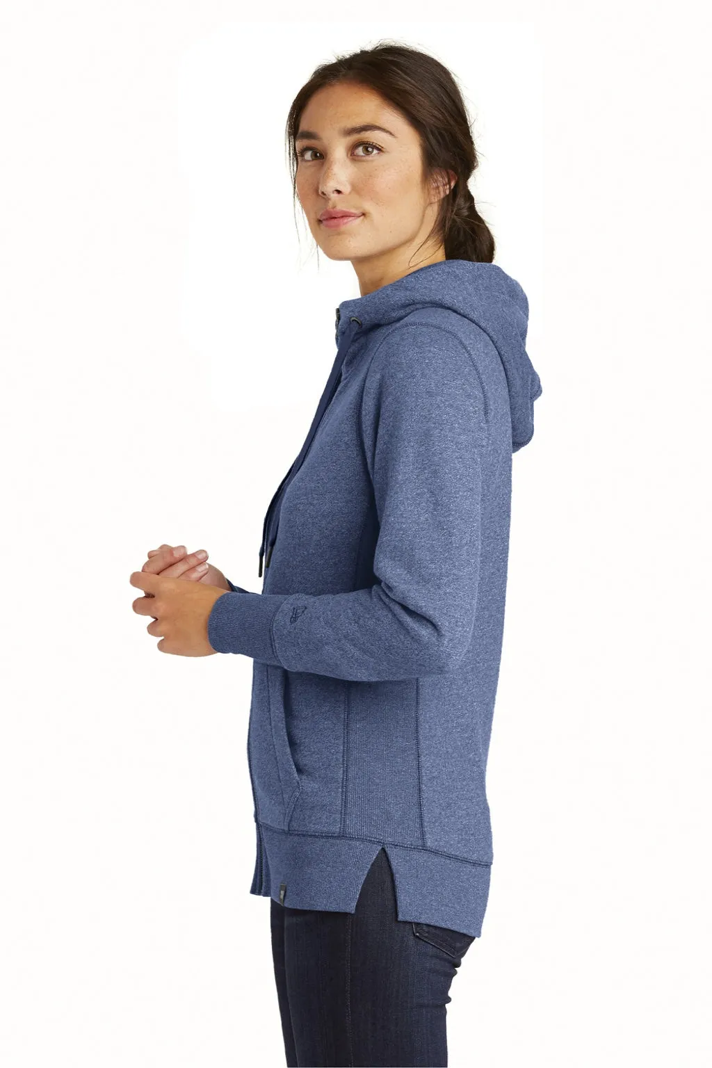 New Era Womens Sueded French Terry Full Zip Hooded Sweatshirt Hoodie w/ Pockets - Dark Royal Blue Twist  Buy original Clothing New-Era