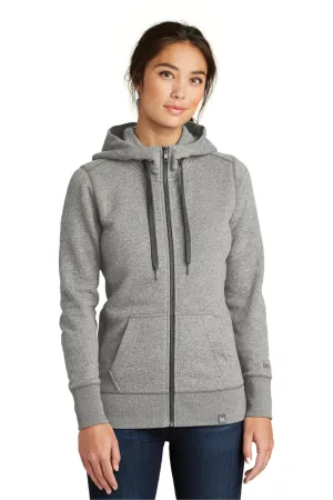 New Era Womens Sueded French Terry Full Zip Hooded Sweatshirt Hoodie w/ Pockets - Light Graphite Grey Twist  Buy original Clothing New-Era