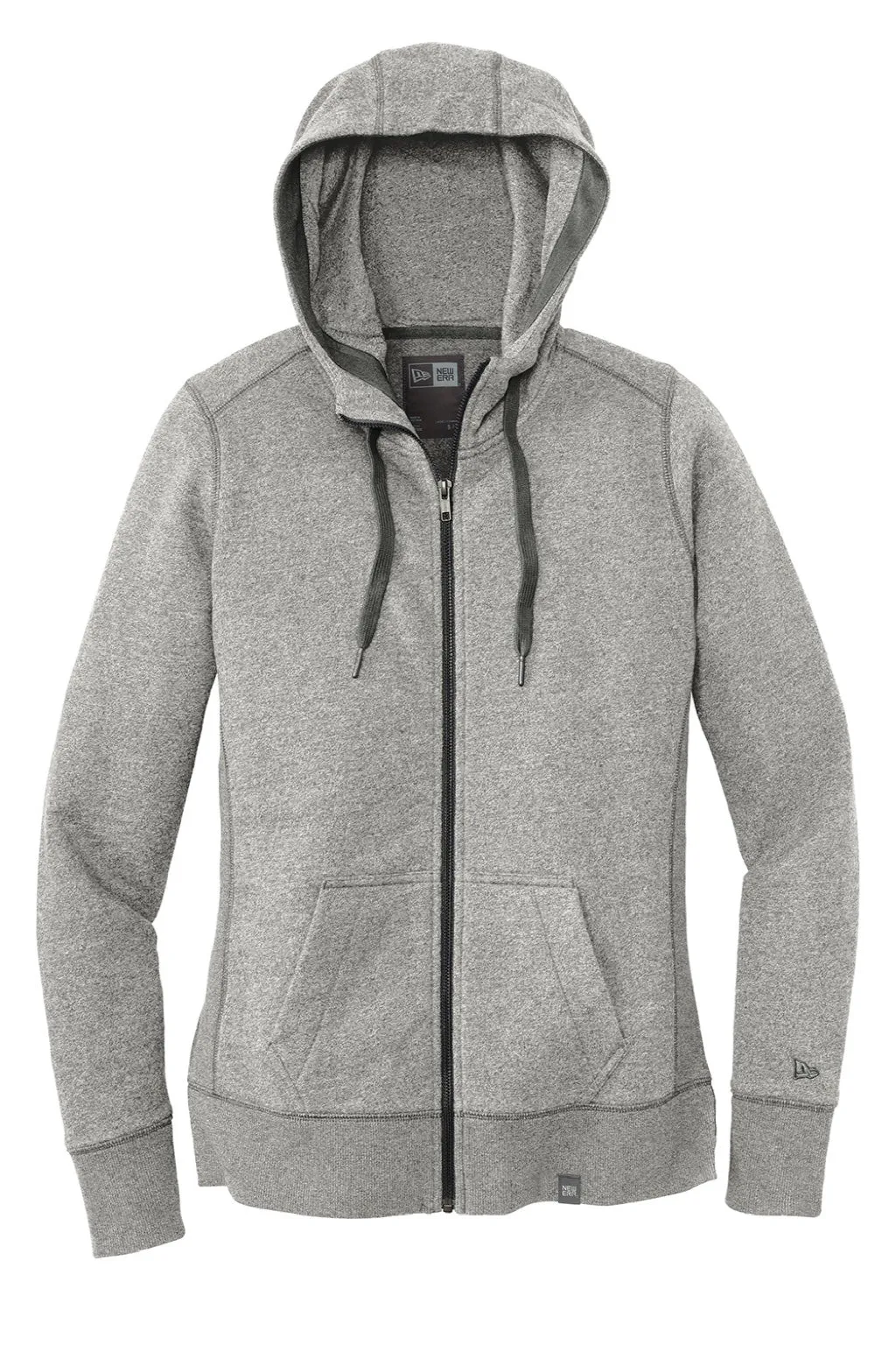 New Era Womens Sueded French Terry Full Zip Hooded Sweatshirt Hoodie w/ Pockets - Light Graphite Grey Twist