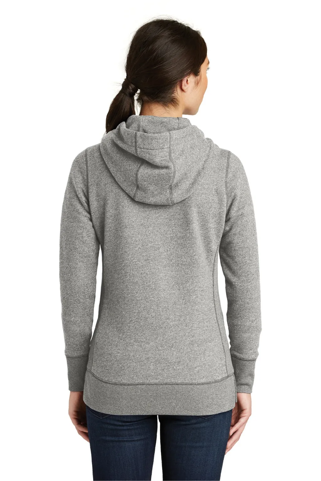 New Era Womens Sueded French Terry Full Zip Hooded Sweatshirt Hoodie w/ Pockets - Light Graphite Grey Twist