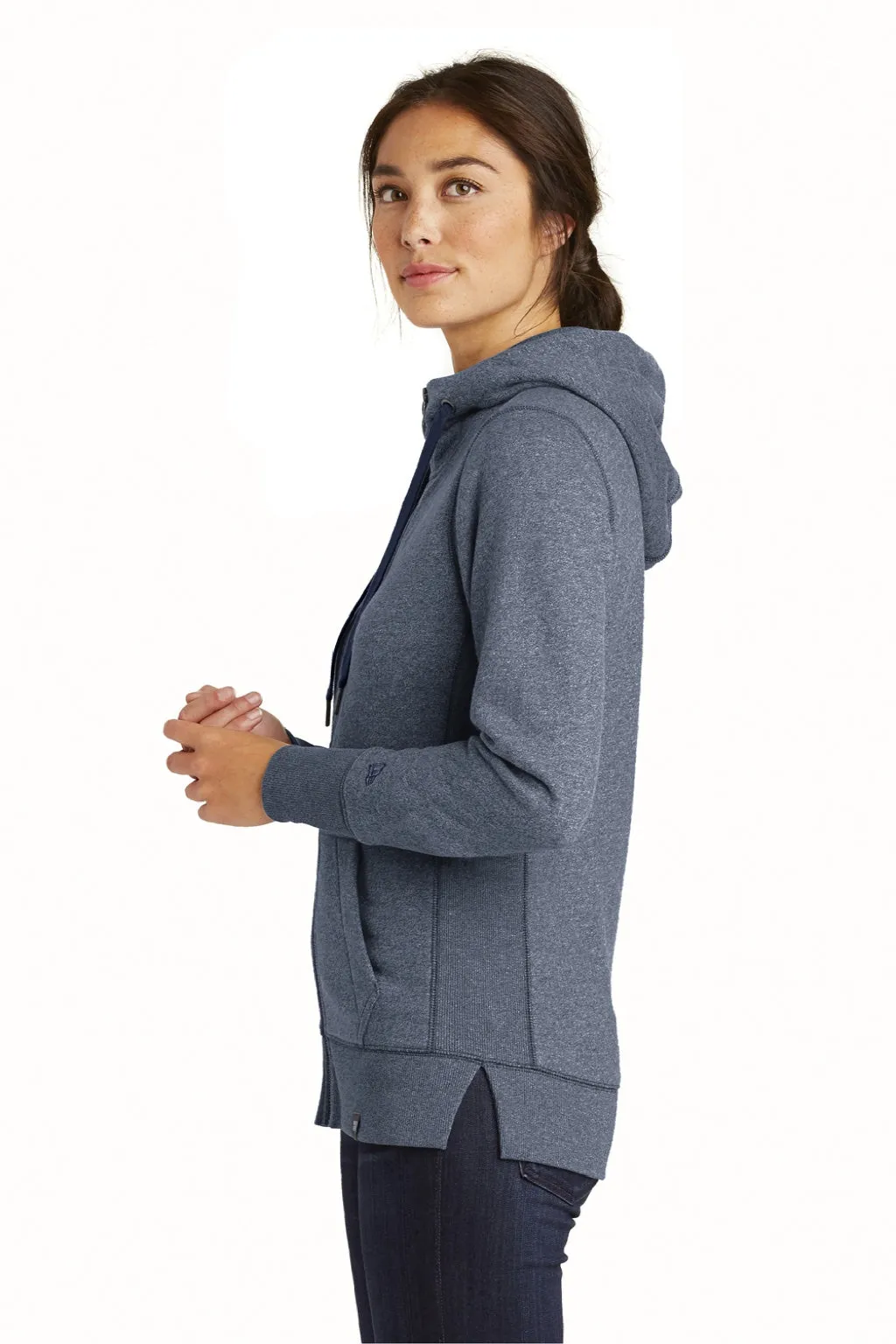 New Era Womens Sueded French Terry Full Zip Hooded Sweatshirt Hoodie w/ Pockets - Navy Blue Twist  Buy original Clothing New-Era