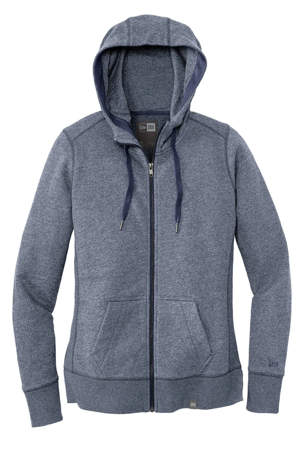 New Era Womens Sueded French Terry Full Zip Hooded Sweatshirt Hoodie w/ Pockets - Navy Blue Twist
