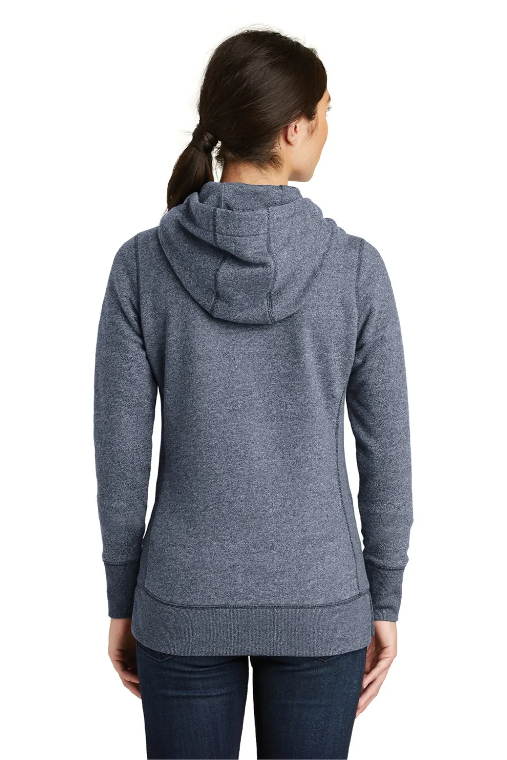 New Era Womens Sueded French Terry Full Zip Hooded Sweatshirt Hoodie w/ Pockets - Navy Blue Twist