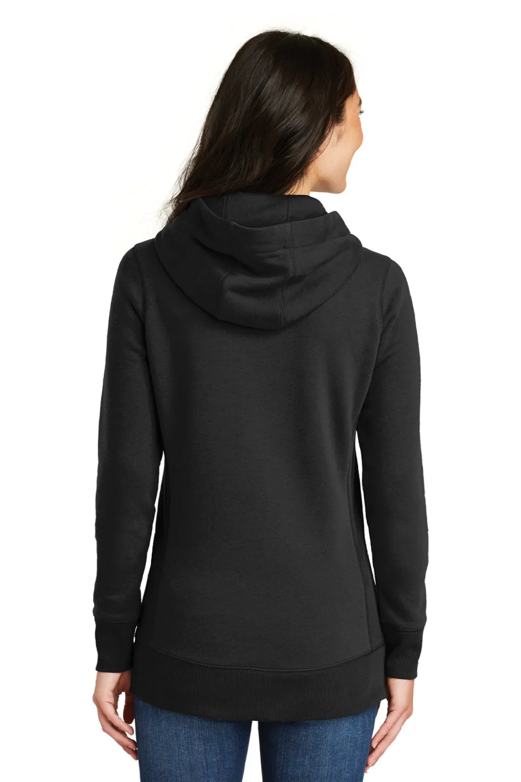 New Era Womens Sueded French Terry Hooded Sweatshirt Hoodie w/ Pouch Pocket - Black