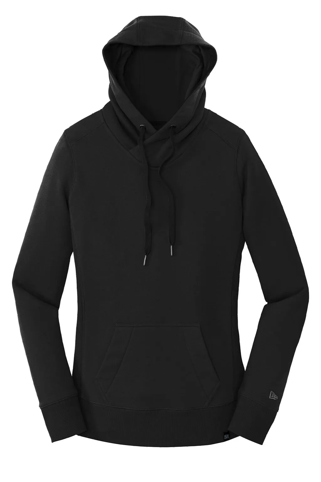 New Era Womens Sueded French Terry Hooded Sweatshirt Hoodie w/ Pouch Pocket - Black