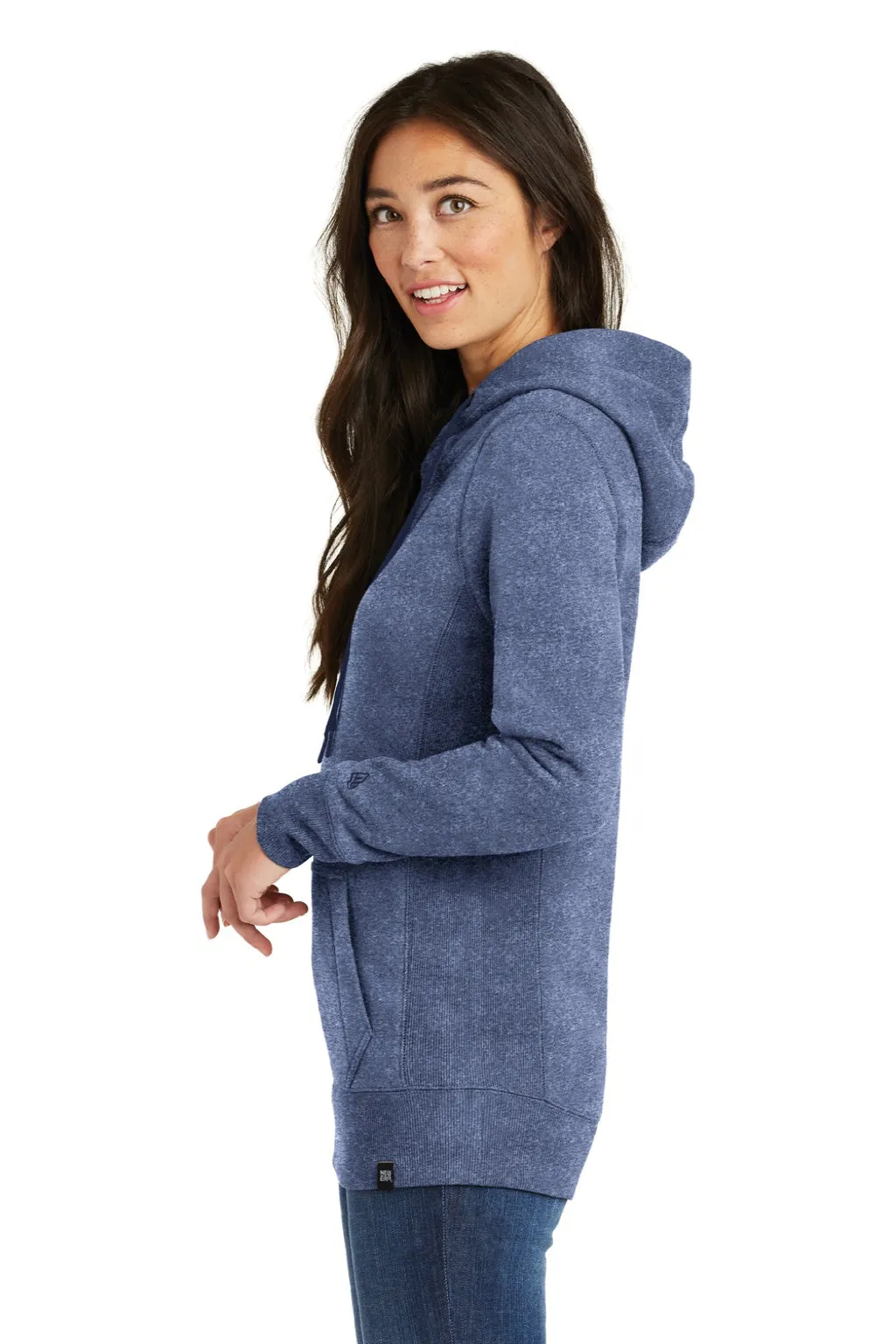 New Era Womens Sueded French Terry Hooded Sweatshirt Hoodie w/ Pouch Pocket - Dark Royal Blue Twist