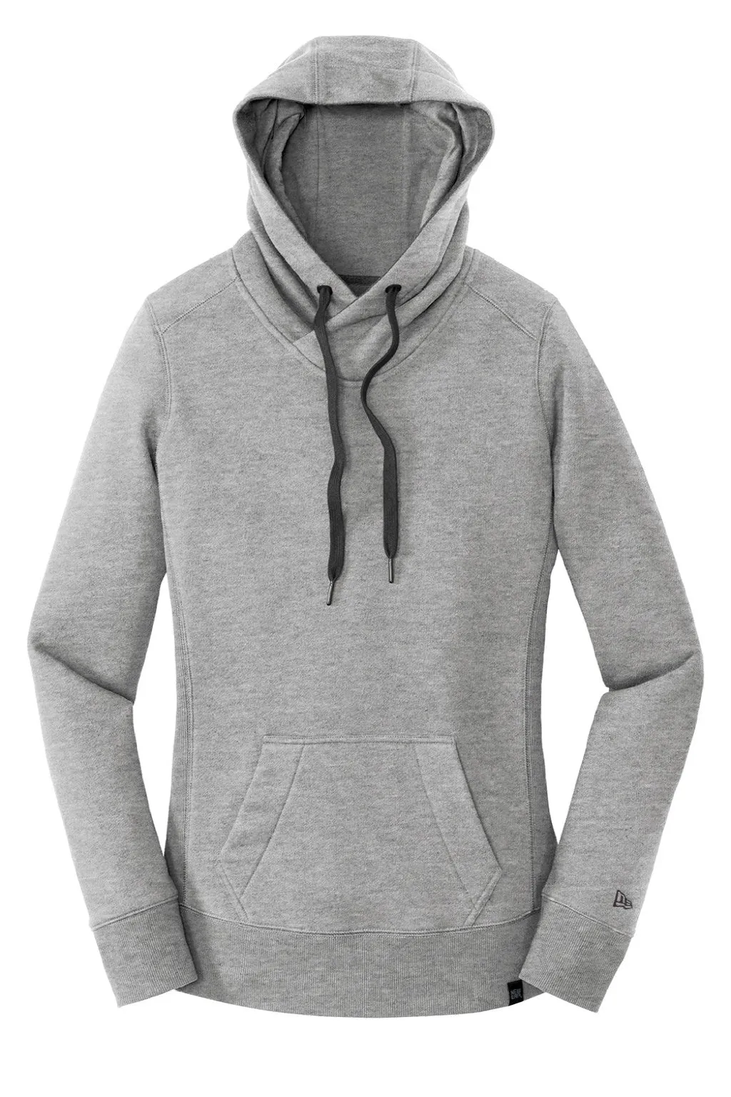 New Era Womens Sueded French Terry Hooded Sweatshirt Hoodie w/ Pouch Pocket - Light Graphite Grey Twist