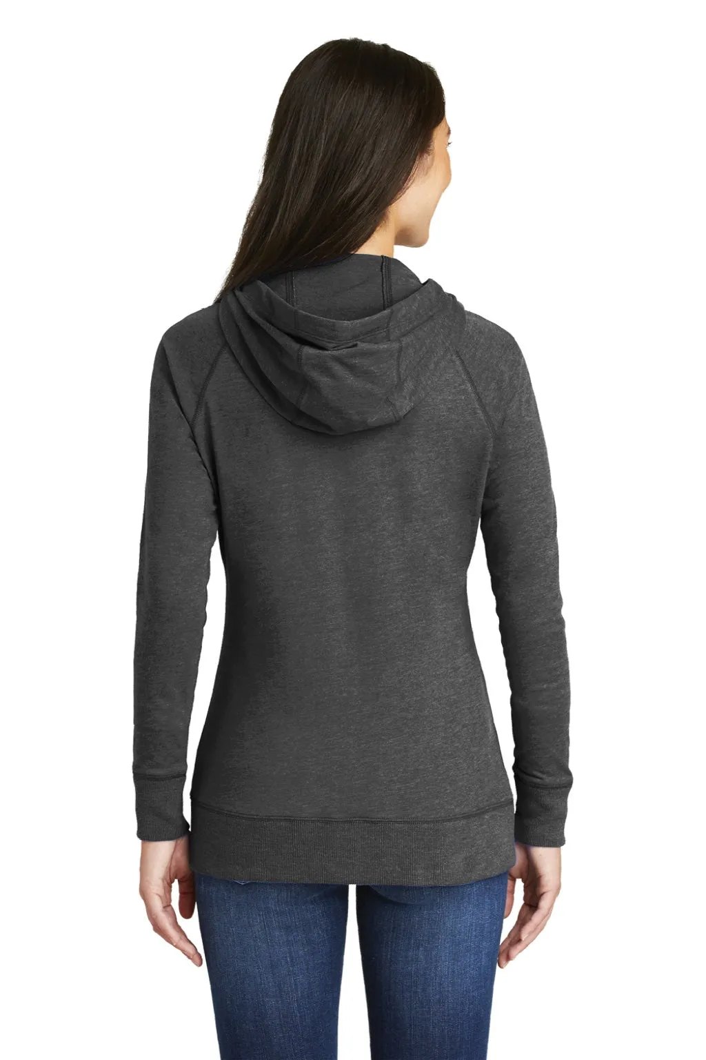 New Era Womens Sueded Full Zip Hooded Sweatshirt Hoodie w/ Pockets - Heather Black