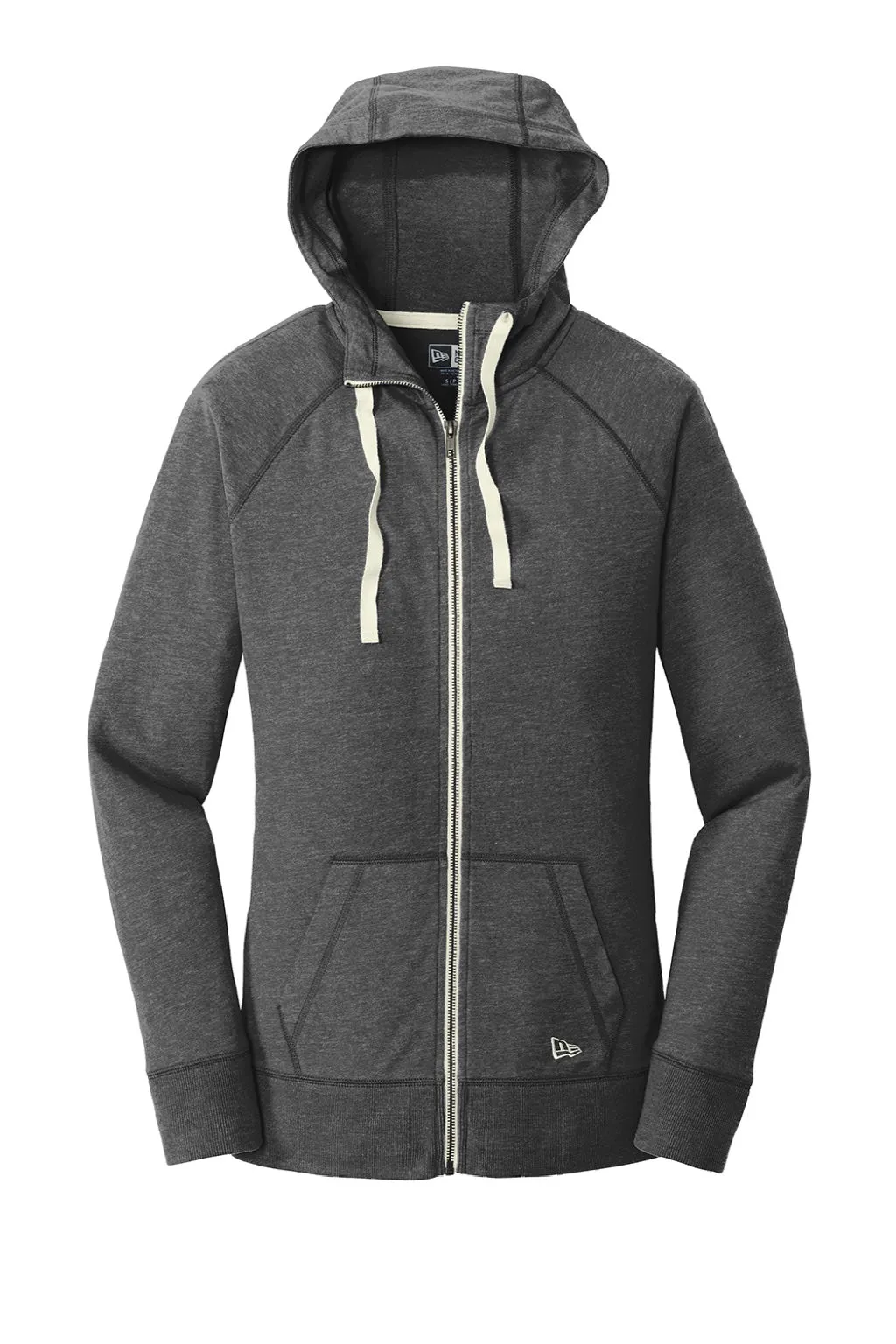 New Era Womens Sueded Full Zip Hooded Sweatshirt Hoodie w/ Pockets - Heather Black