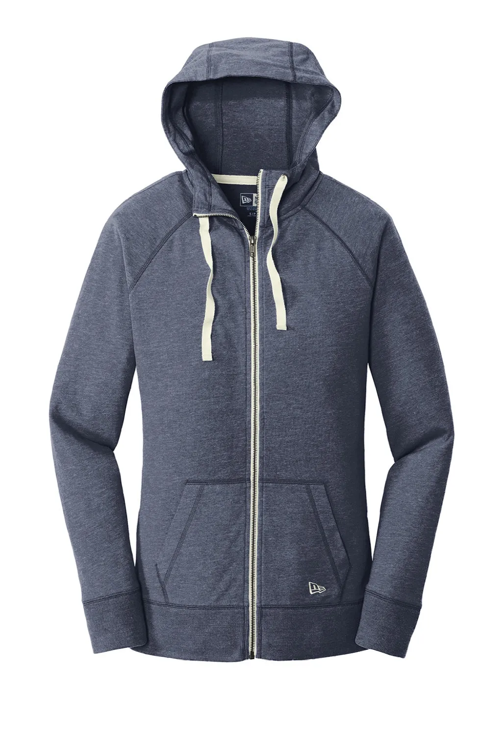 New Era Womens Sueded Full Zip Hooded Sweatshirt Hoodie w/ Pockets - Heather Navy Blue