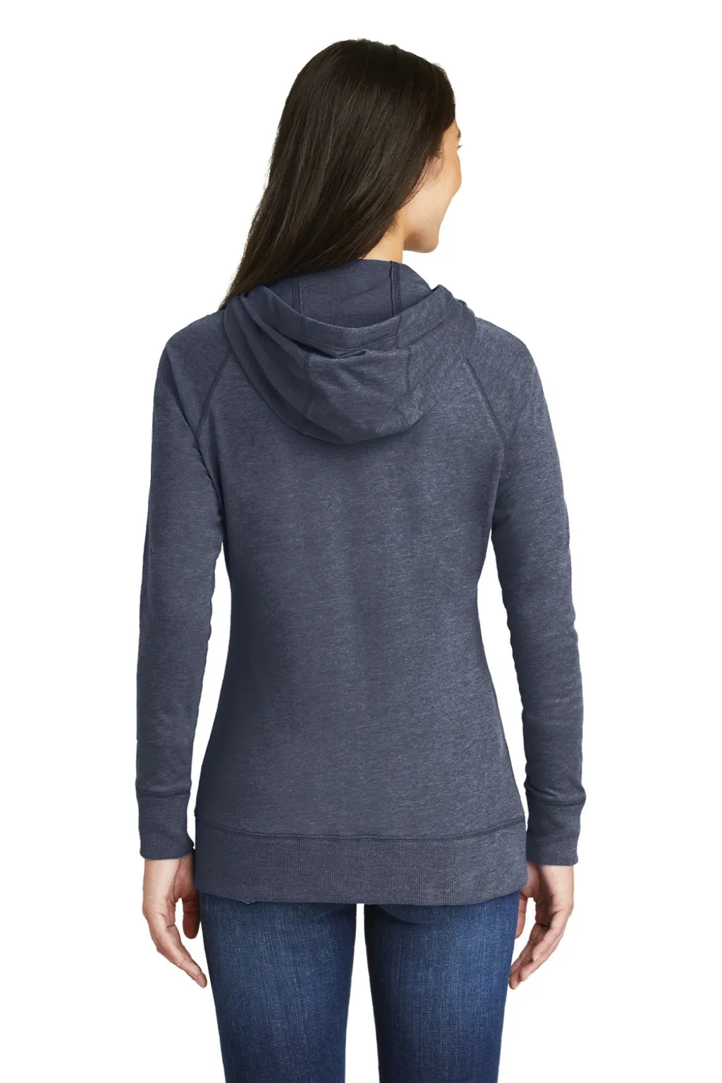 New Era Womens Sueded Full Zip Hooded Sweatshirt Hoodie w/ Pockets - Heather Navy Blue