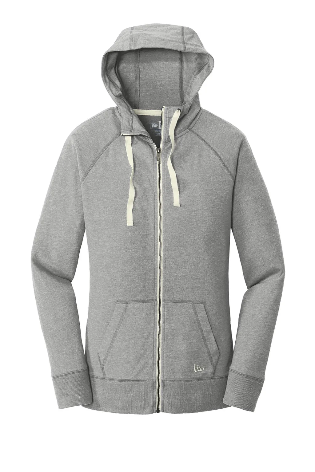 New Era Womens Sueded Full Zip Hooded Sweatshirt Hoodie w/ Pockets - Heather Shadow Grey