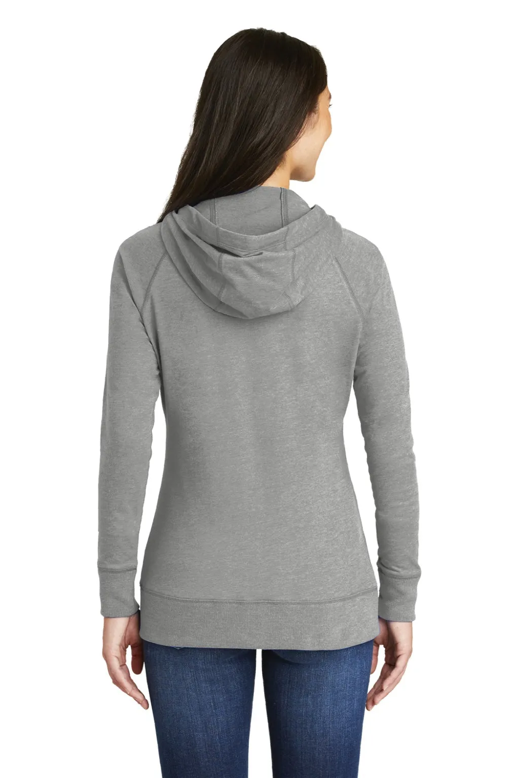 New Era Womens Sueded Full Zip Hooded Sweatshirt Hoodie w/ Pockets - Heather Shadow Grey