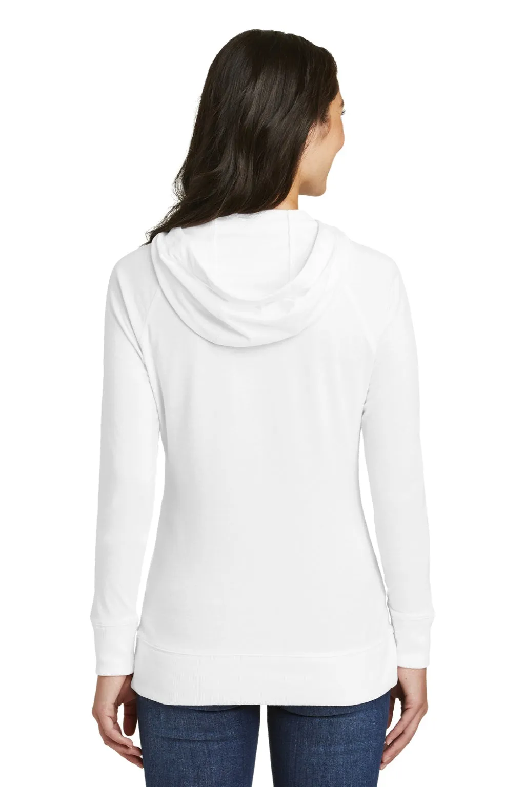 New Era Womens Sueded Full Zip Hooded Sweatshirt Hoodie w/ Pockets - White