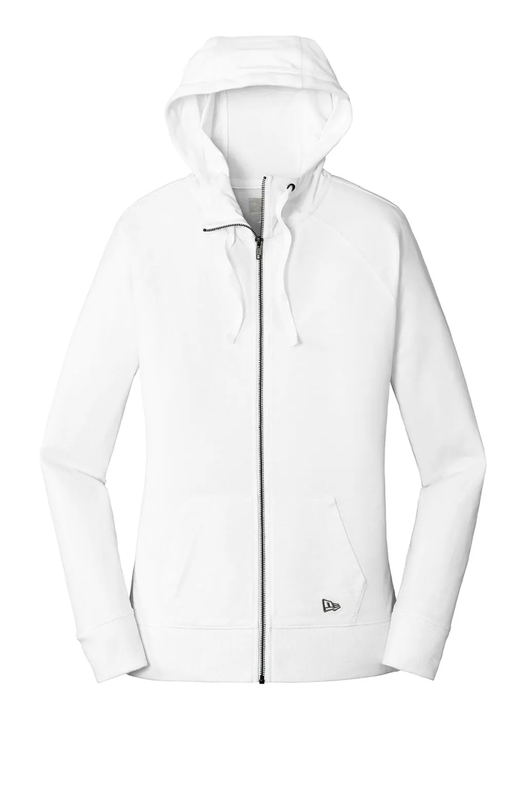 New Era Womens Sueded Full Zip Hooded Sweatshirt Hoodie w/ Pockets - White
