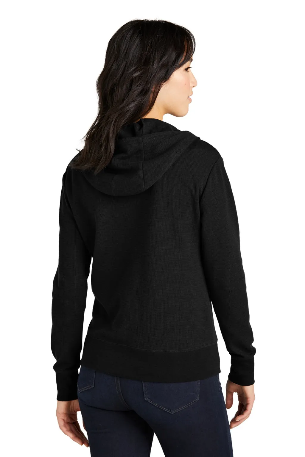 New Era Womens Thermal Full Zip Hooded Sweatshirt Hoodie w/ Pockets - Black