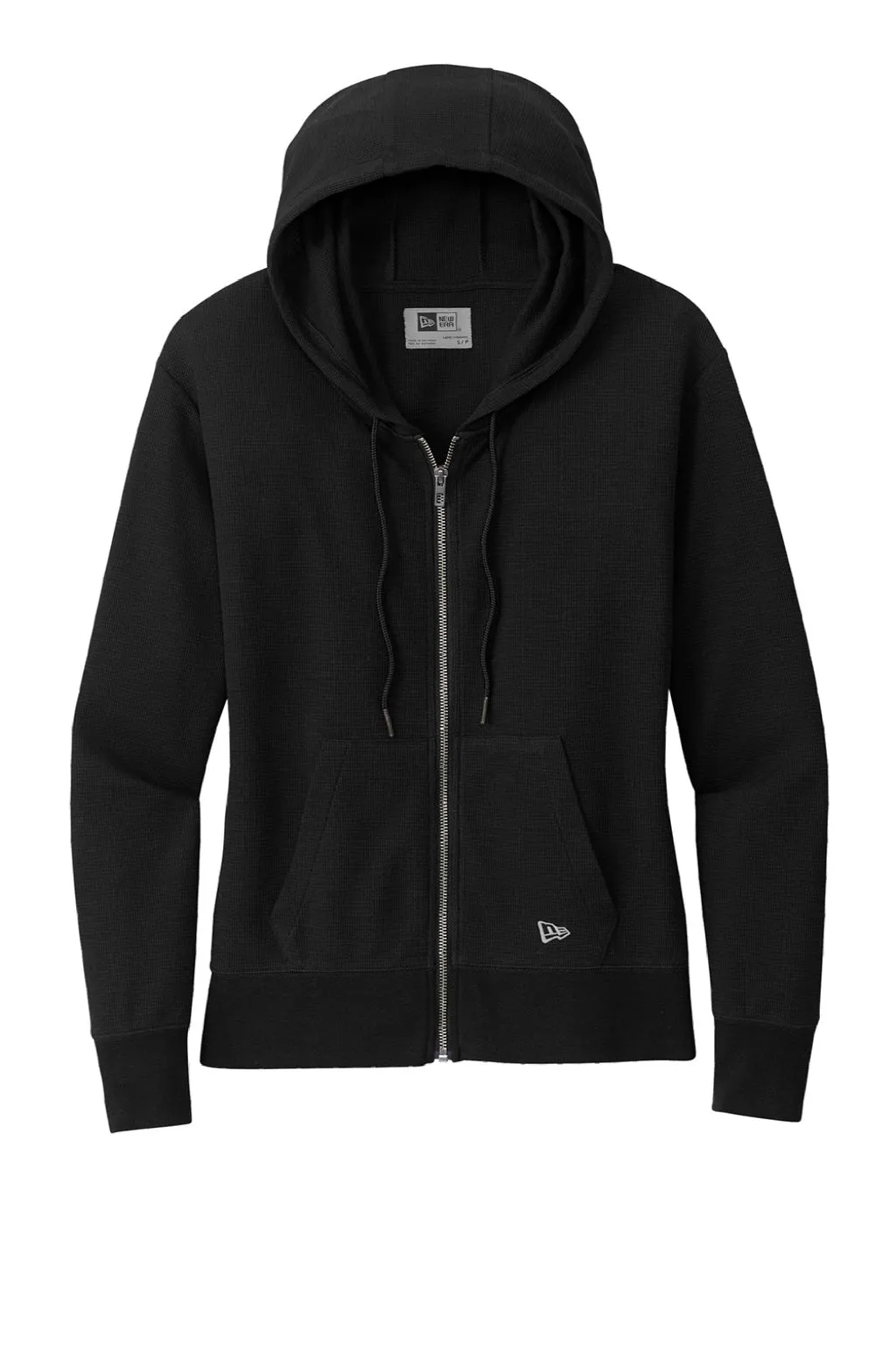 New Era Womens Thermal Full Zip Hooded Sweatshirt Hoodie w/ Pockets - Black