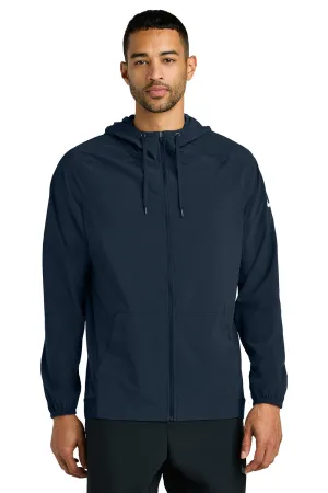 Nike Mens Pro Dri-Fit Moisture Wicking Full Zip Hooded Jacket - Navy Blue/Game Royal Blue
