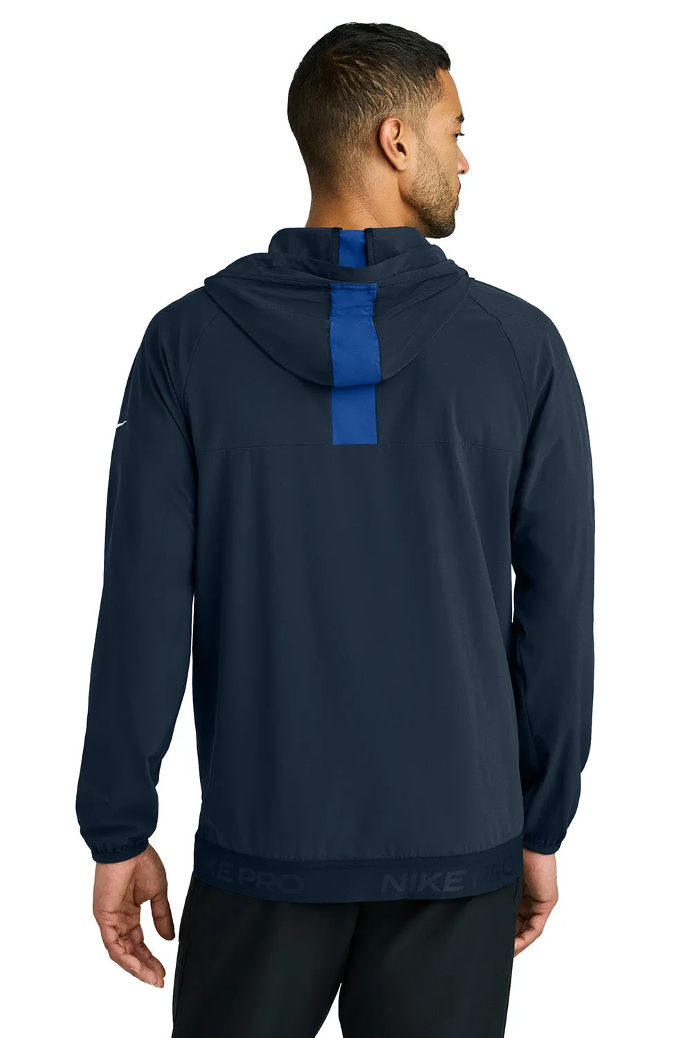 Nike Mens Pro Dri-Fit Moisture Wicking Full Zip Hooded Jacket - Navy Blue/Game Royal Blue